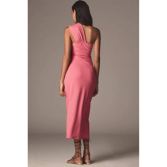Anthropologie NWT Porridge Antonia Twist-Front Ribbed Maxi Dress Hot Pink Medium - Picture 3 of 15
